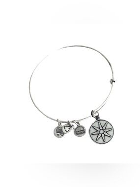 Alex and Ani Star of Venus Charm Bracelet Expandable Bangle Silver